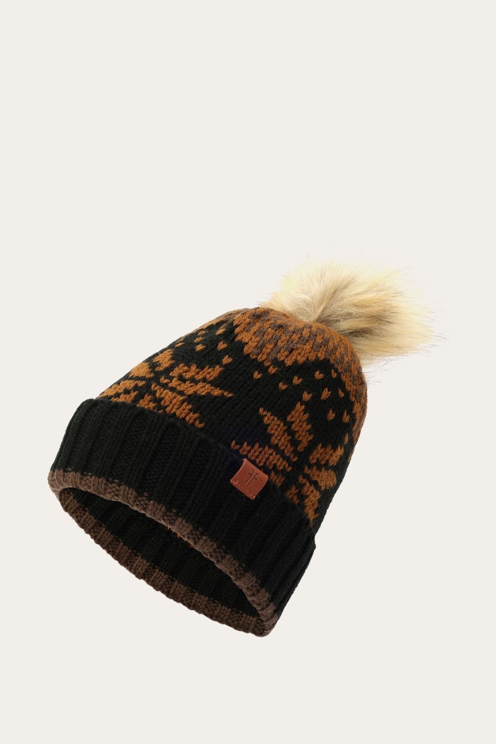 Women's Frye Fair Isle Beanie With Cuff & Faux Fur Pom - Fair Isle Beanie With Cuff & Faux Fur Pom