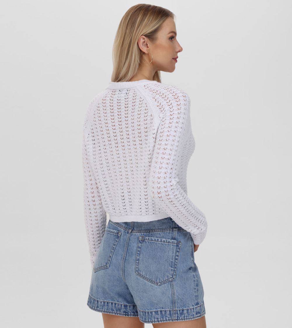 Women's Frye Cropped Crochet V-Neck Cardigan - Cropped Crochet V-Neck Cardigan