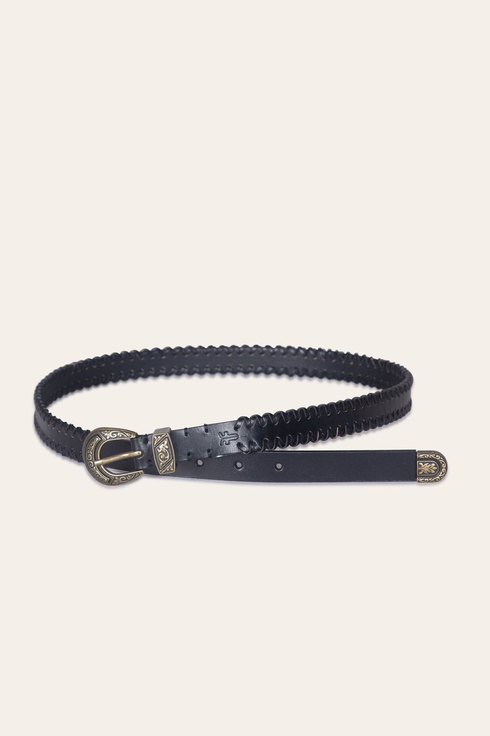 Women's Frye 20mm Belt With 3 Pc Buckle Set & Leather Laced Edge - 20mm Belt With 3 Pc Buckle Set & Leather Laced Edge