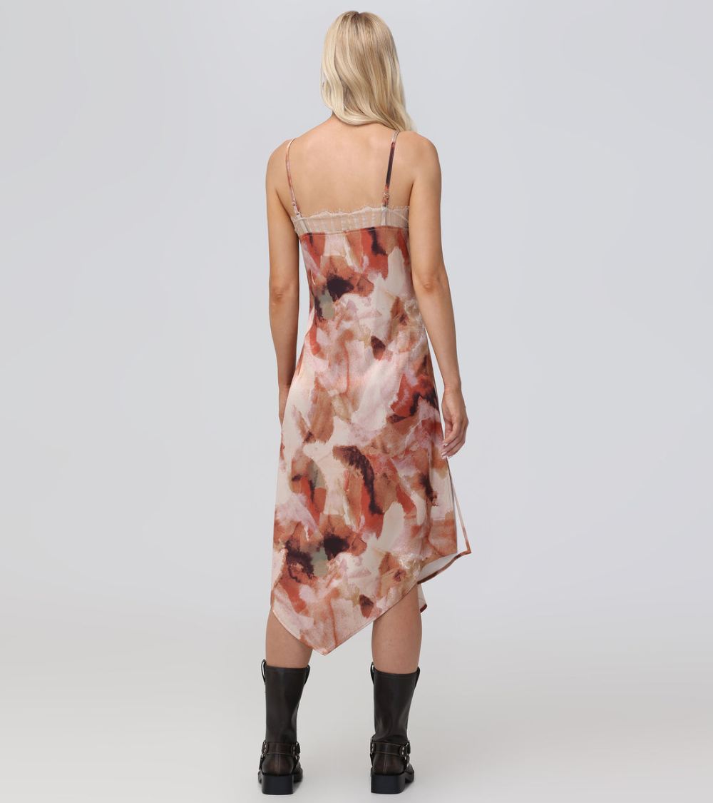 Women's Frye Charmeuse Lace Trim Slip Midi Dress - Charmeuse Lace Trim Slip Midi Dress