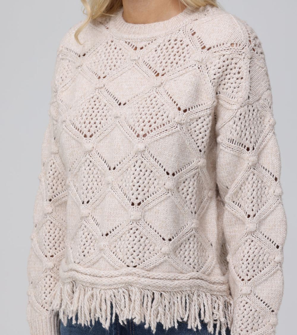 Women's Frye Pointelle Fringe Pullover - Pointelle Fringe Pullover