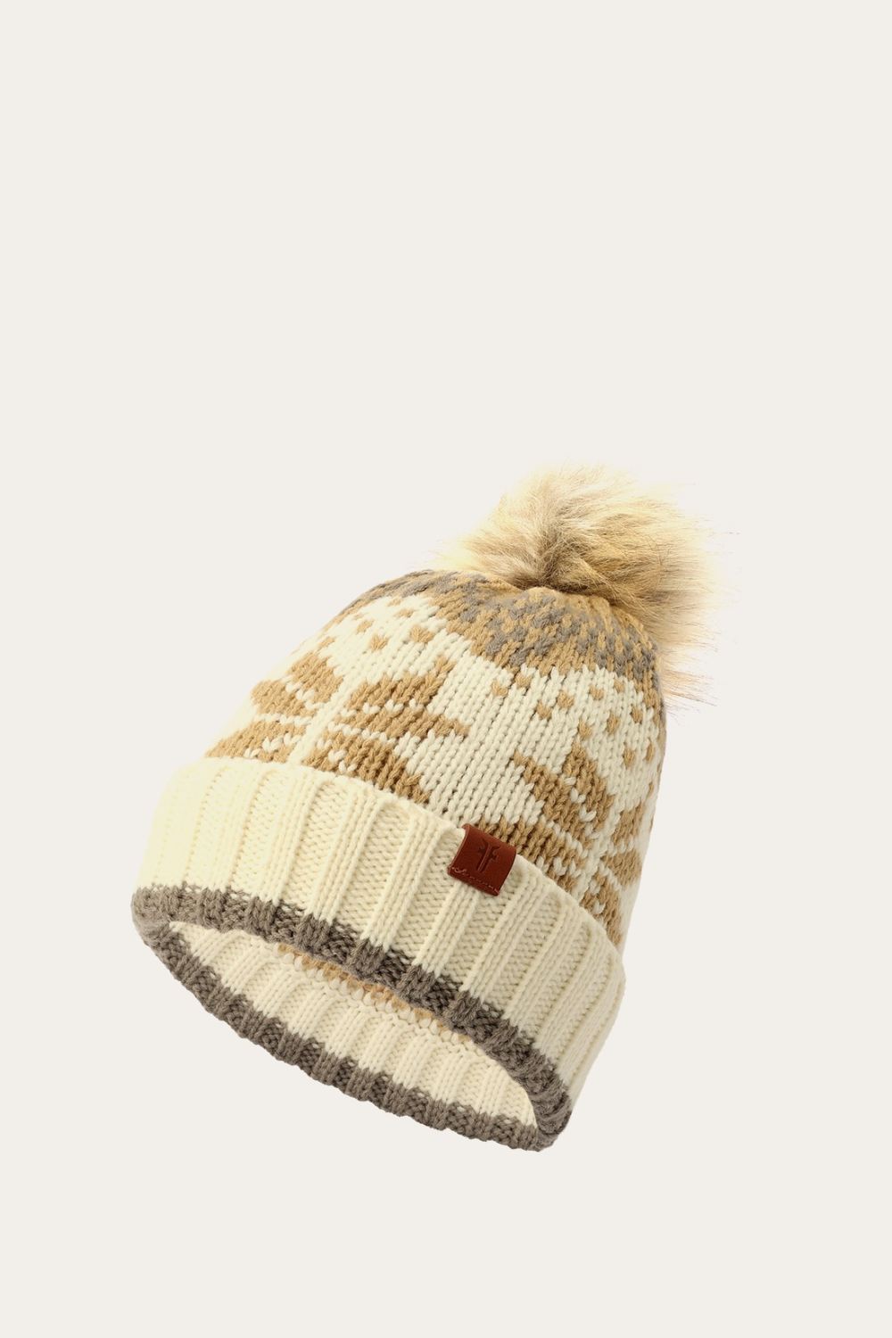 Women's Frye Fair Isle Beanie With Cuff & Faux Fur Pom - Fair Isle Beanie With Cuff & Faux Fur Pom