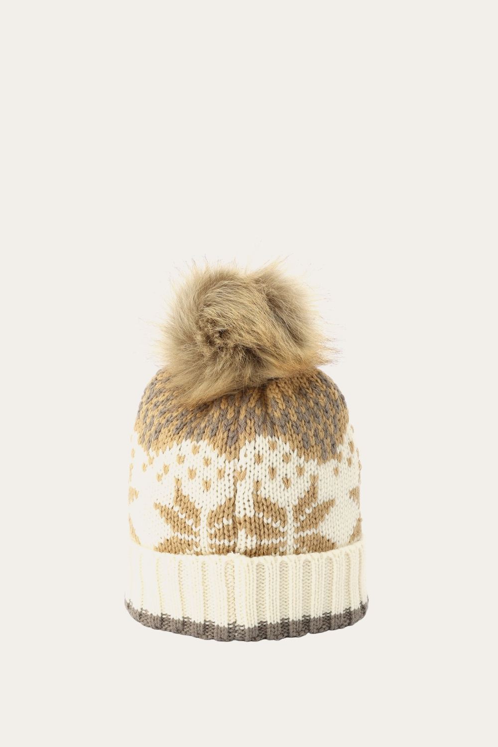 Women's Frye Fair Isle Beanie With Cuff & Faux Fur Pom - Fair Isle Beanie With Cuff & Faux Fur Pom