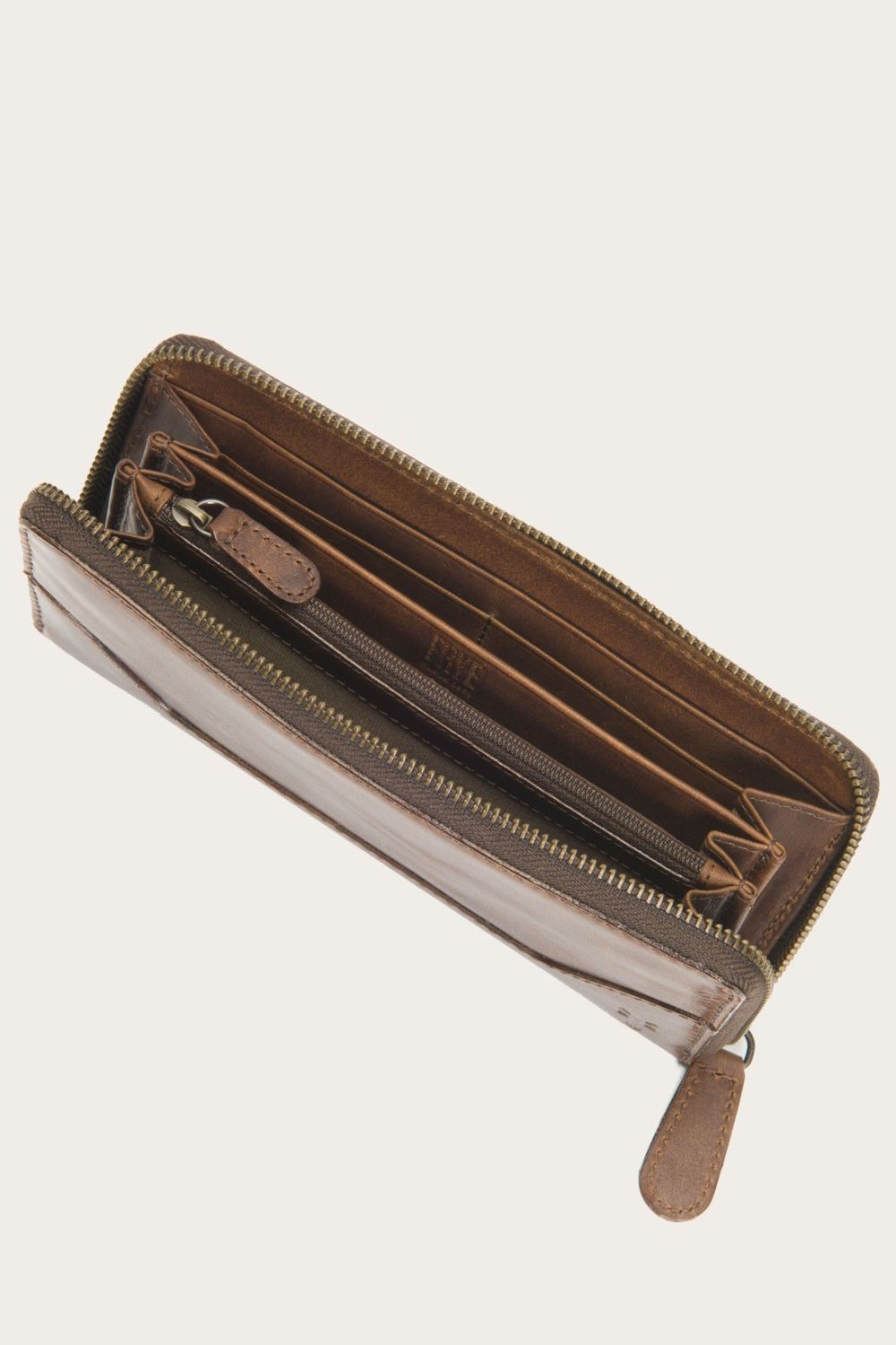 Women's Frye Melissa Zip Around Wallet - Dark Brown