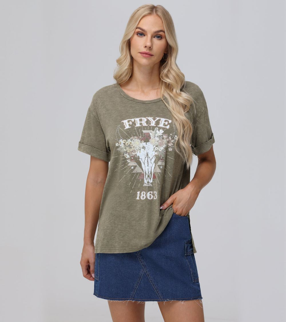 Women's Frye Rolled Cuff Graphic Tee - Rolled Cuff Graphic Tee