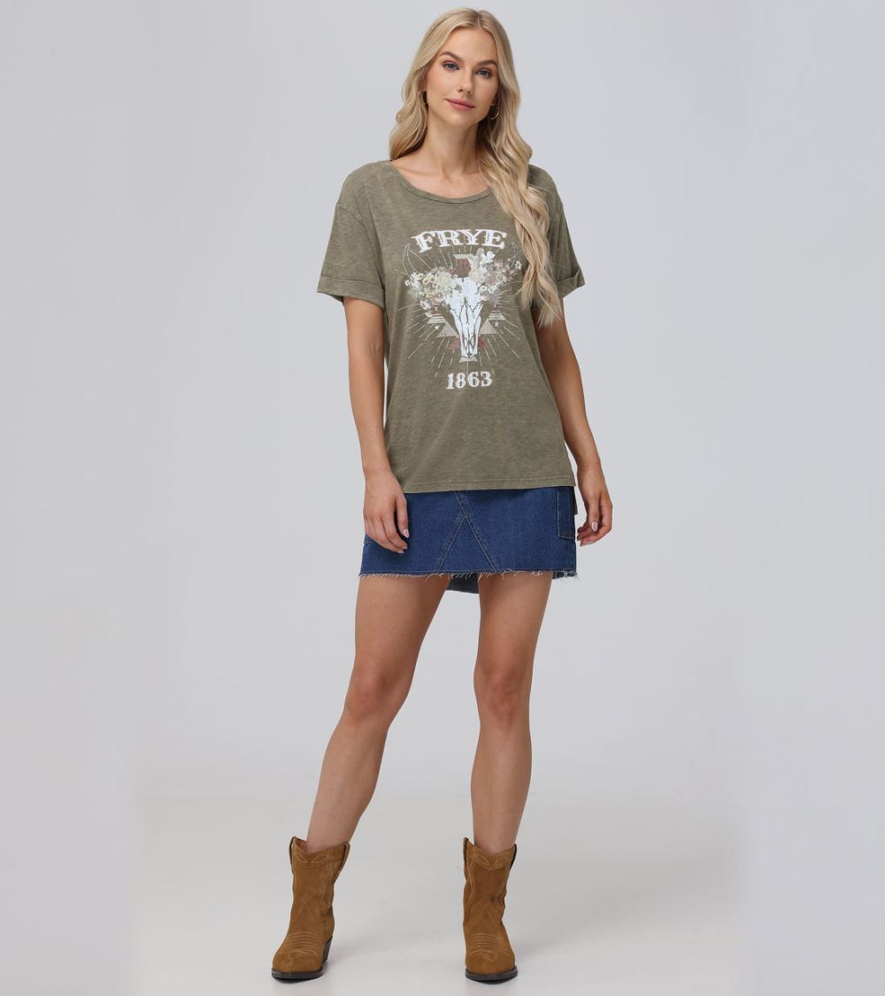 Women's Frye Rolled Cuff Graphic Tee - Rolled Cuff Graphic Tee
