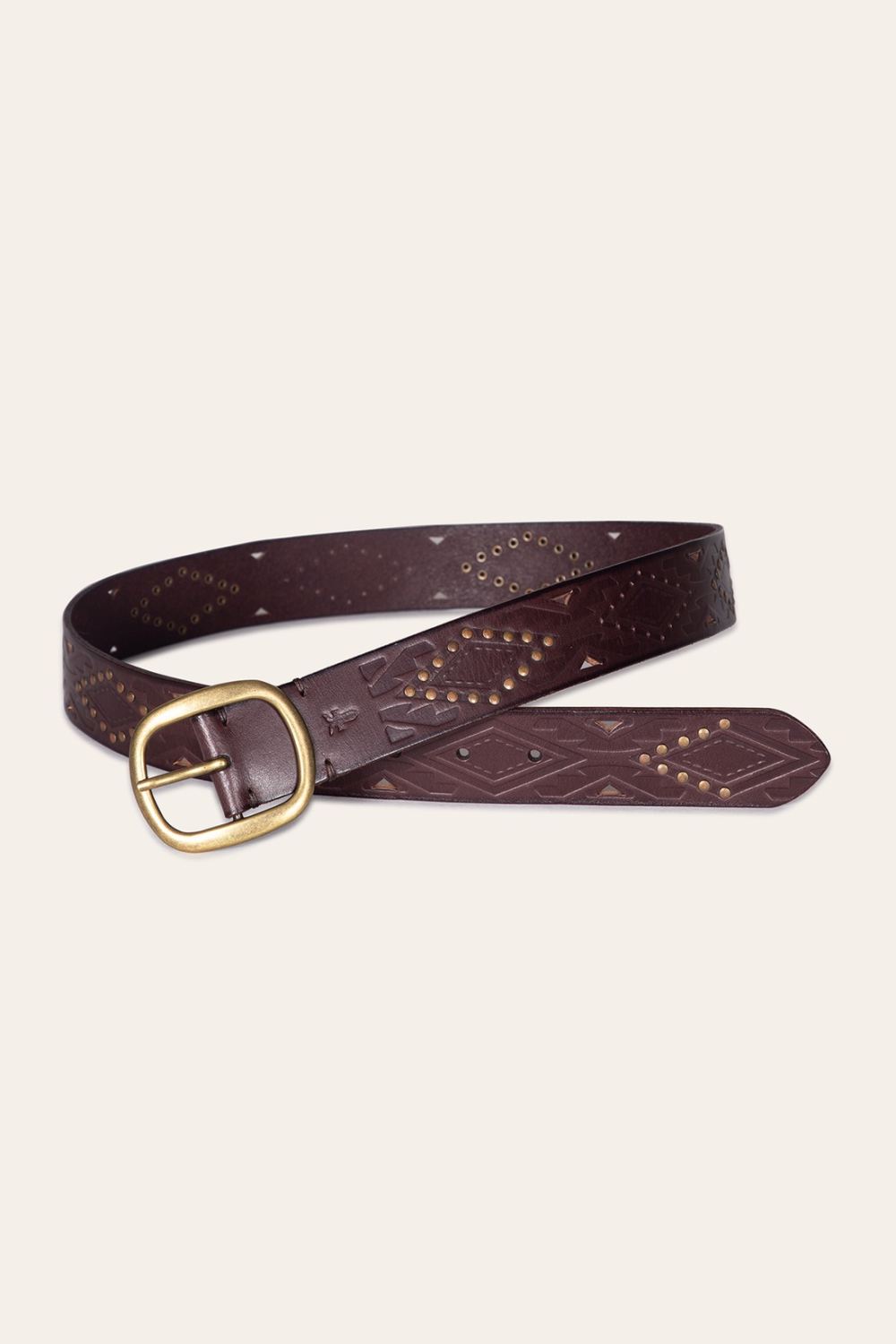 Women's Frye 38mm Belt With Southwestern Embossing, Perf & Studs - 38mm Belt With Southwestern Embossing, Perf & Studs