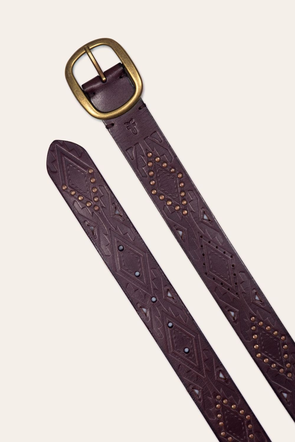 Women's Frye 38mm Belt With Southwestern Embossing, Perf & Studs - 38mm Belt With Southwestern Embossing, Perf & Studs