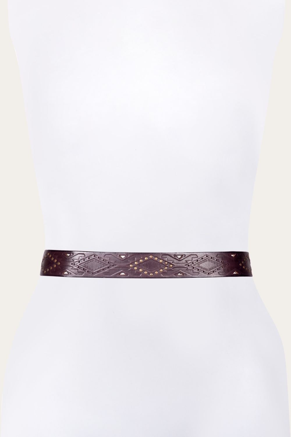 Women's Frye 38mm Belt With Southwestern Embossing, Perf & Studs - 38mm Belt With Southwestern Embossing, Perf & Studs