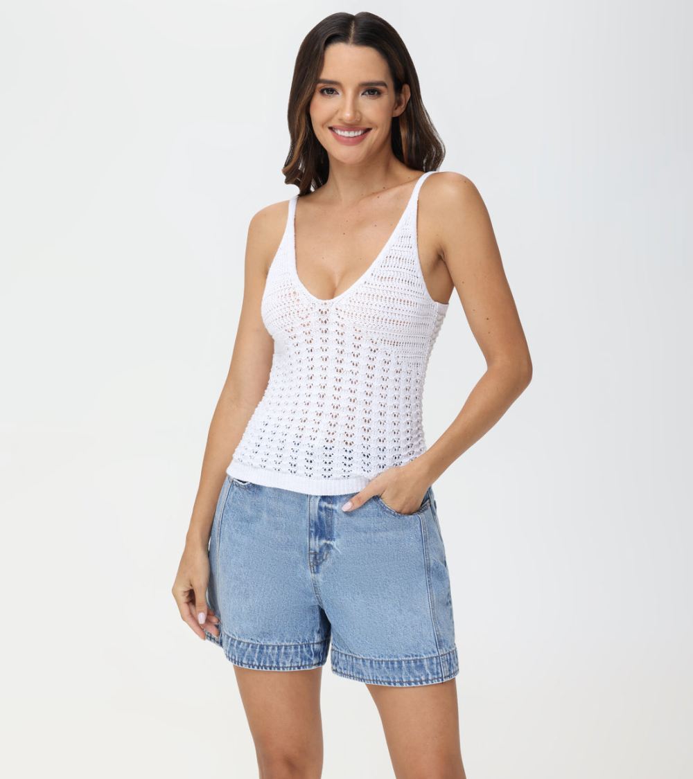 Women's Frye Crochet V-Neck Tank - Crochet V-Neck Tank