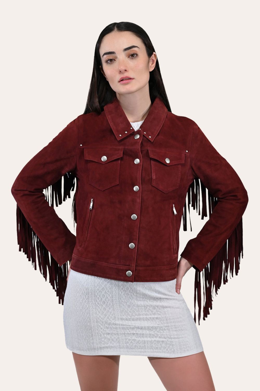 Women's Frye Oxblood Fringed Jacket - Women's Frye Oxblood Fringed Jacket