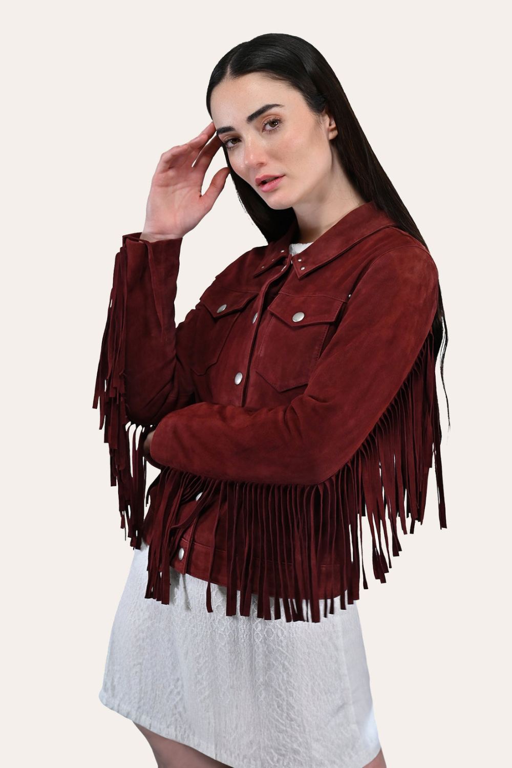 Women's Frye Oxblood Fringed Jacket - Women's Frye Oxblood Fringed Jacket
