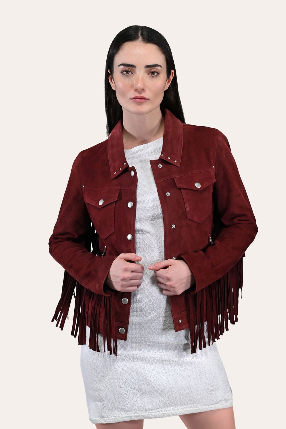Women's Frye Oxblood Fringed Jacket - Women's Frye Oxblood Fringed Jacket