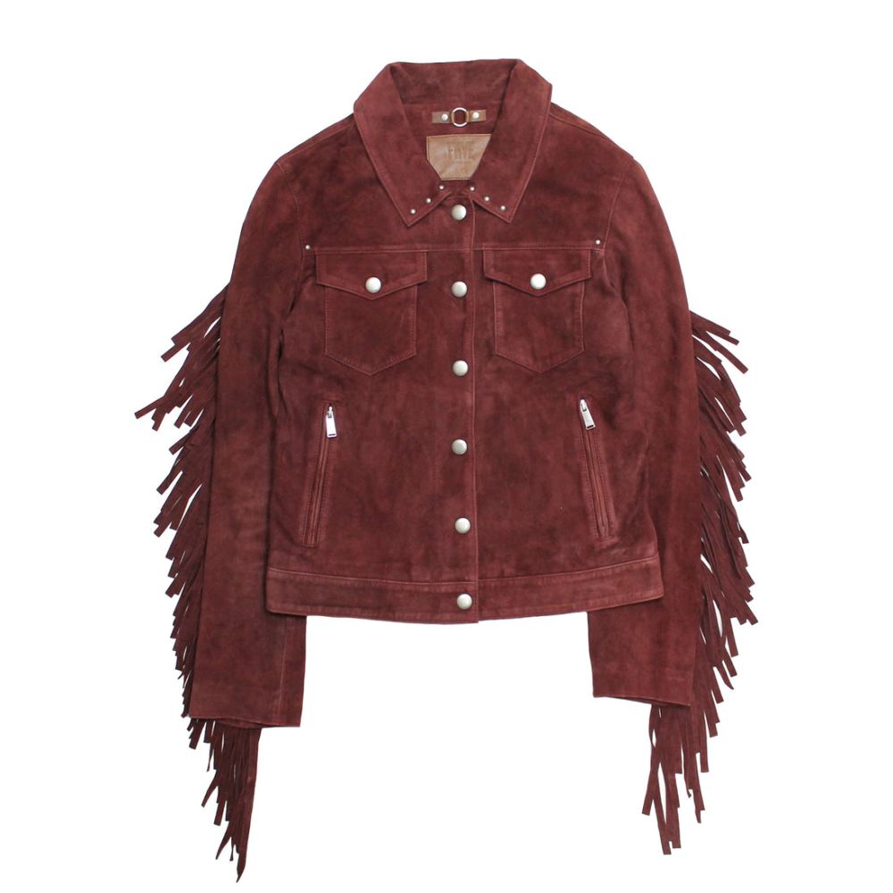 Women's Frye Oxblood Fringed Jacket - Women's Frye Oxblood Fringed Jacket