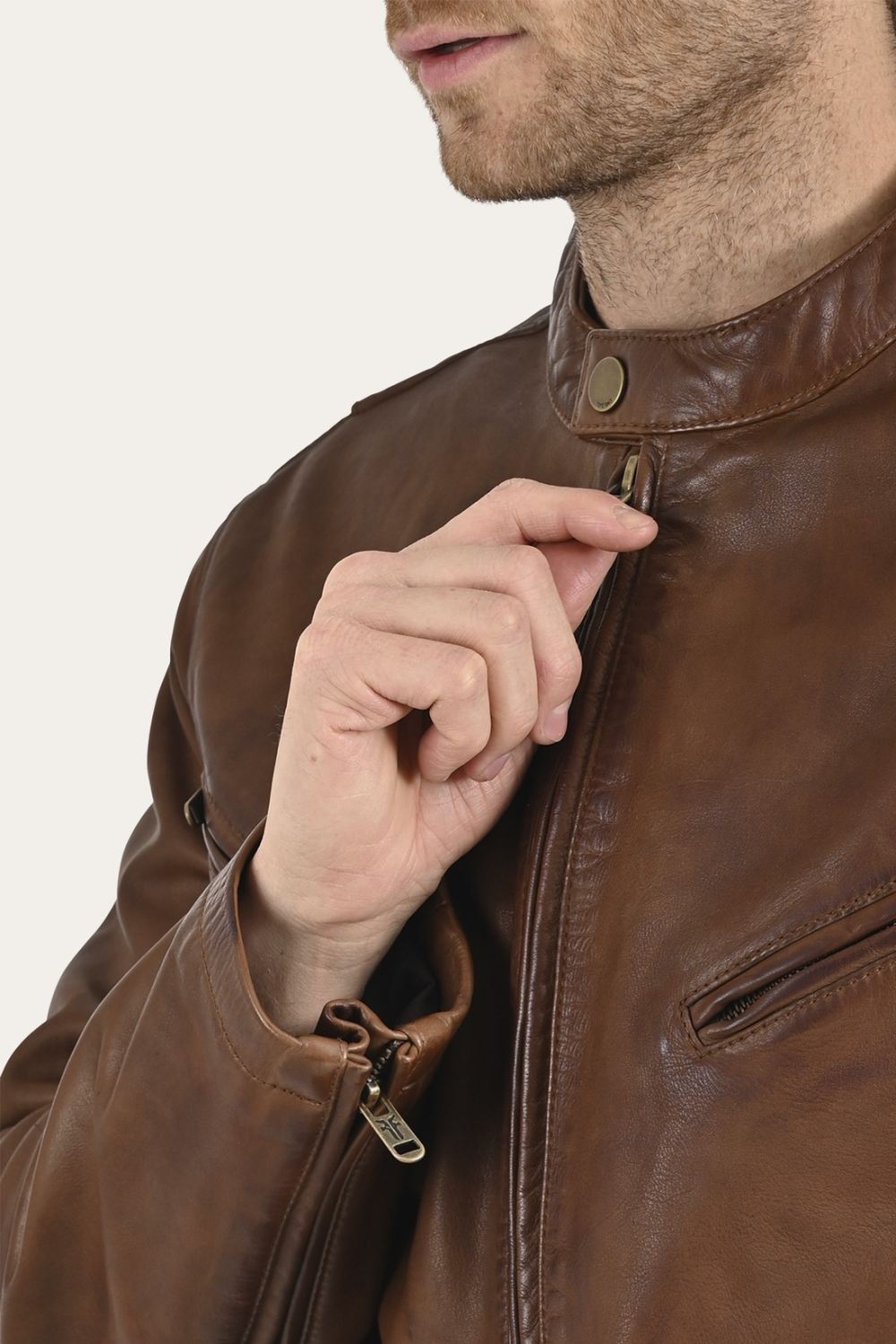 Men's Frye Contemporary Racer Leather Jacket - Contemporary Racer Leather Jacket