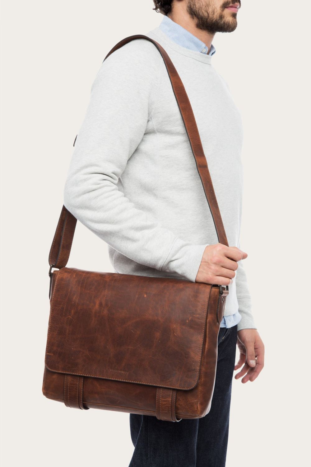 Men's Frye Logan Messenger - Cognac