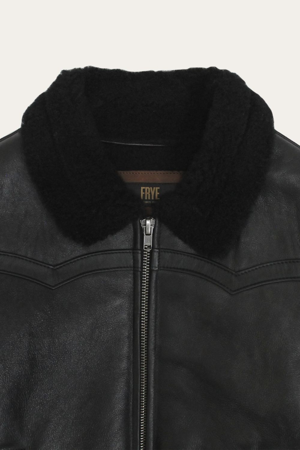 Women's Frye Women's Leather Jacket With Sherling Collar And Cuffs - Women's Leather Jacket With Sherling Collar And Cuffs