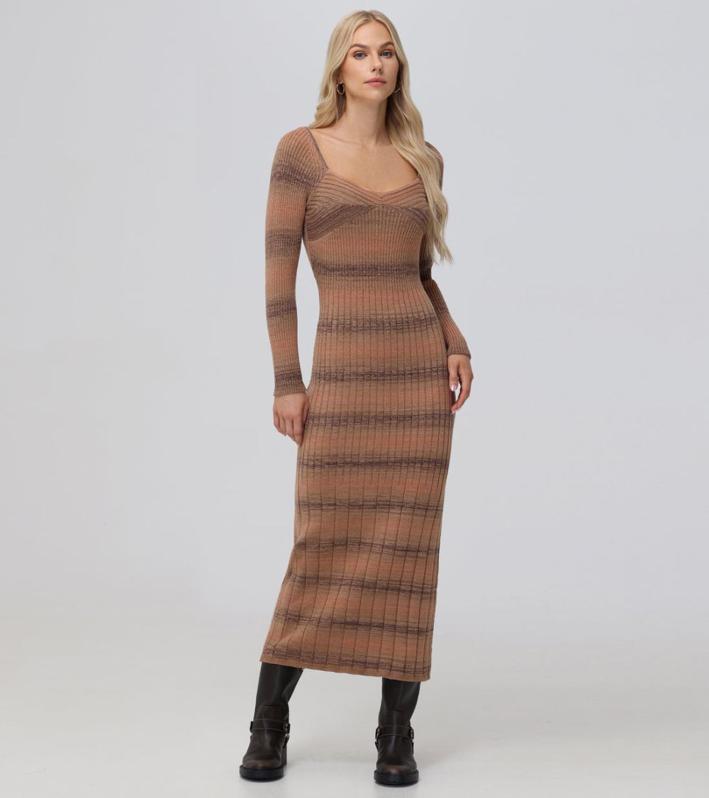 Women's Frye Sweetheart Neck Space Dye Sweater Dress - Sweetheart Neck Space Dye Sweater Dress