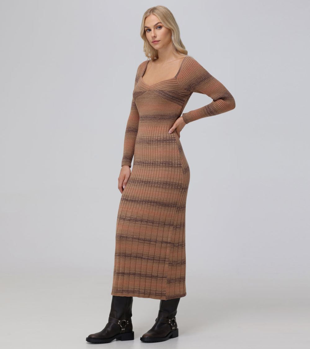 Women's Frye Sweetheart Neck Space Dye Sweater Dress - Sweetheart Neck Space Dye Sweater Dress