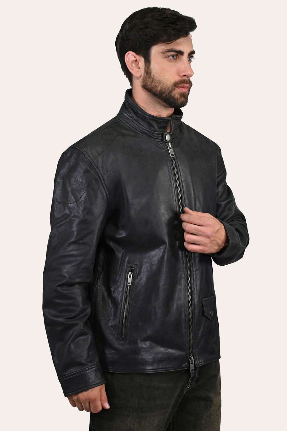 Men's Frye Black Biker Jacket - Men's Frye Black Biker Jacket