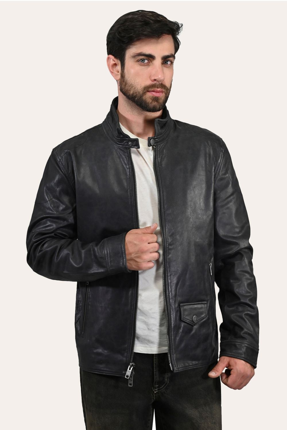 Men's Frye Black Biker Jacket - Men's Frye Black Biker Jacket