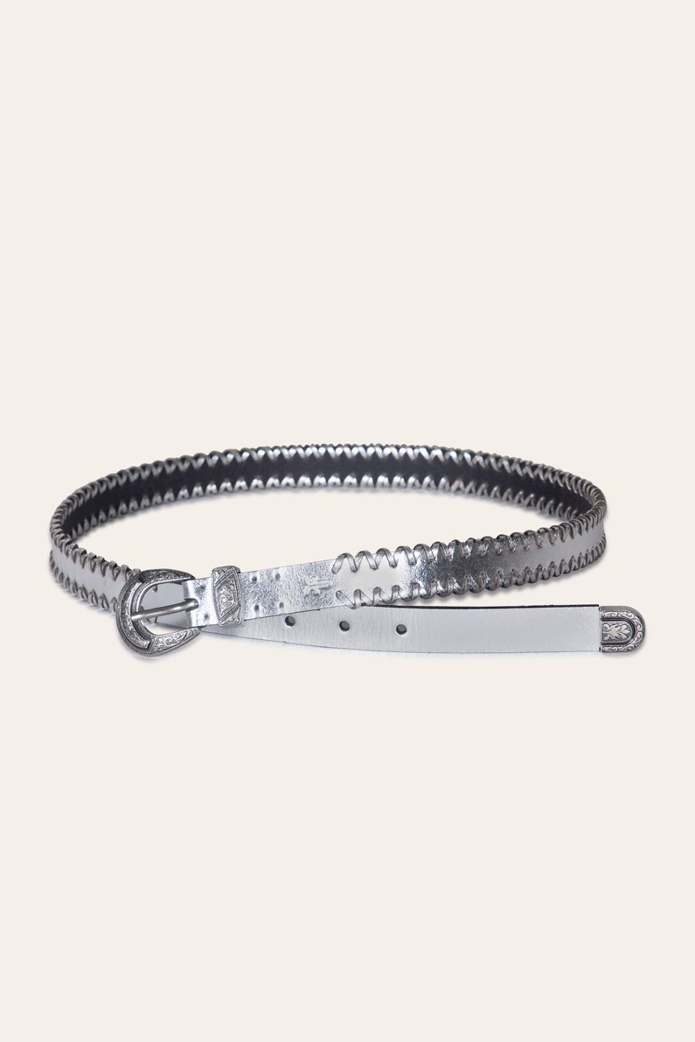 Women's Frye 20mm Belt With 3 Pc Buckle Set & Leather Laced Edge - 20mm Belt With 3 Pc Buckle Set & Leather Laced Edge