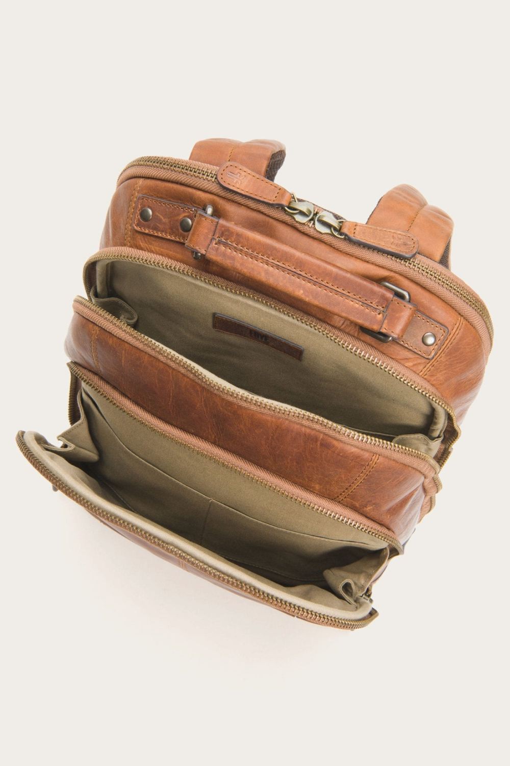 Men's Frye Logan Multi Zip Backpack - Cognac