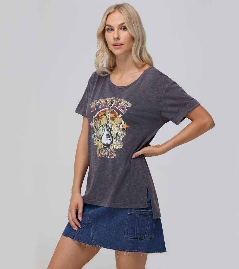 Women's Frye Rolled Cuff Graphic Tee - Rolled Cuff Graphic Tee