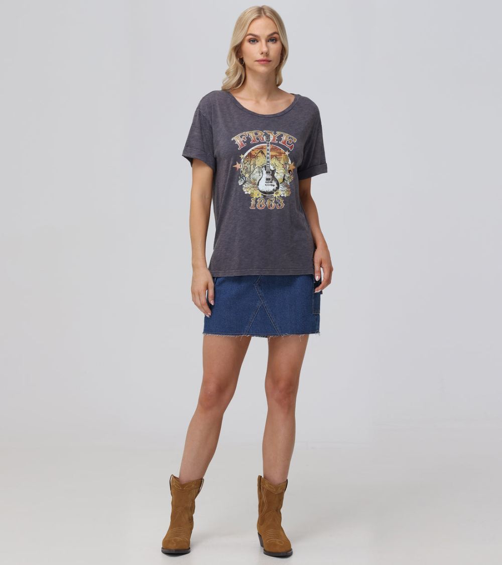 Women's Frye Rolled Cuff Graphic Tee - Rolled Cuff Graphic Tee