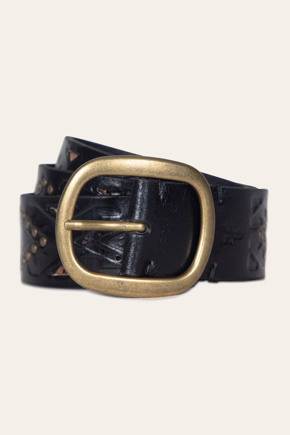 Women's Frye 38mm Belt With Southwestern Embossing, Perf & Studs - 38mm Belt With Southwestern Embossing, Perf & Studs