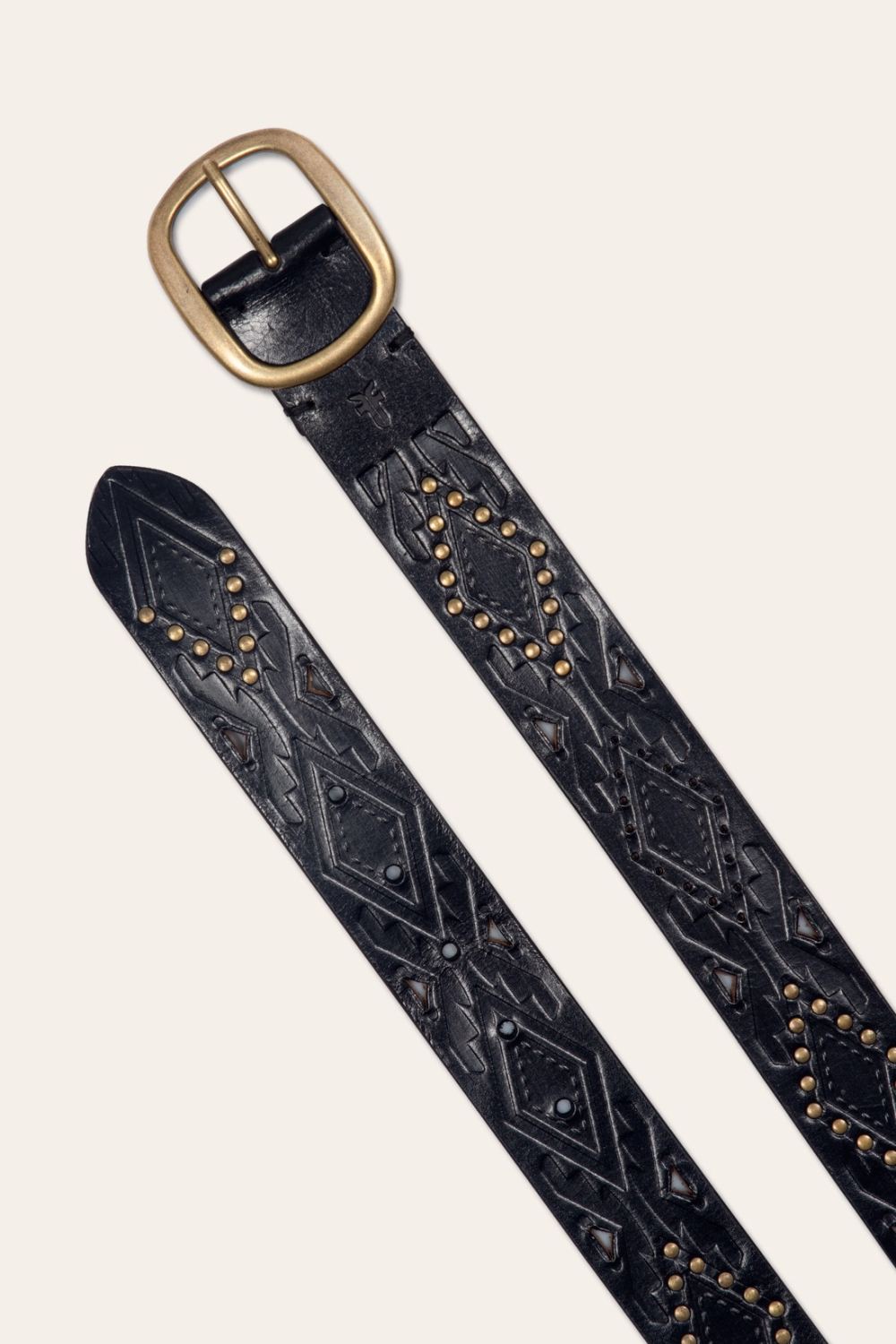 Women's Frye 38mm Belt With Southwestern Embossing, Perf & Studs - 38mm Belt With Southwestern Embossing, Perf & Studs