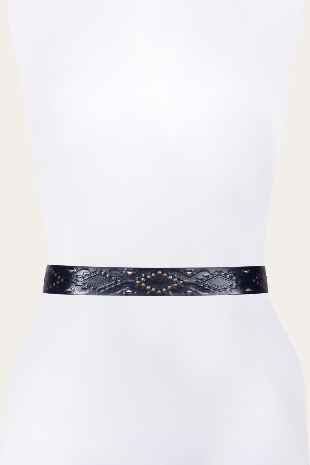 Women's Frye 38mm Belt With Southwestern Embossing, Perf & Studs - 38mm Belt With Southwestern Embossing, Perf & Studs