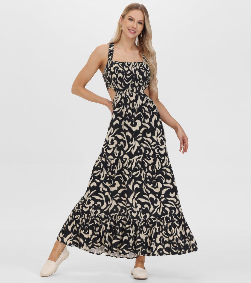Women's Frye Smocked Cut Out Maxi Dress - Smocked Cut Out Maxi Dress