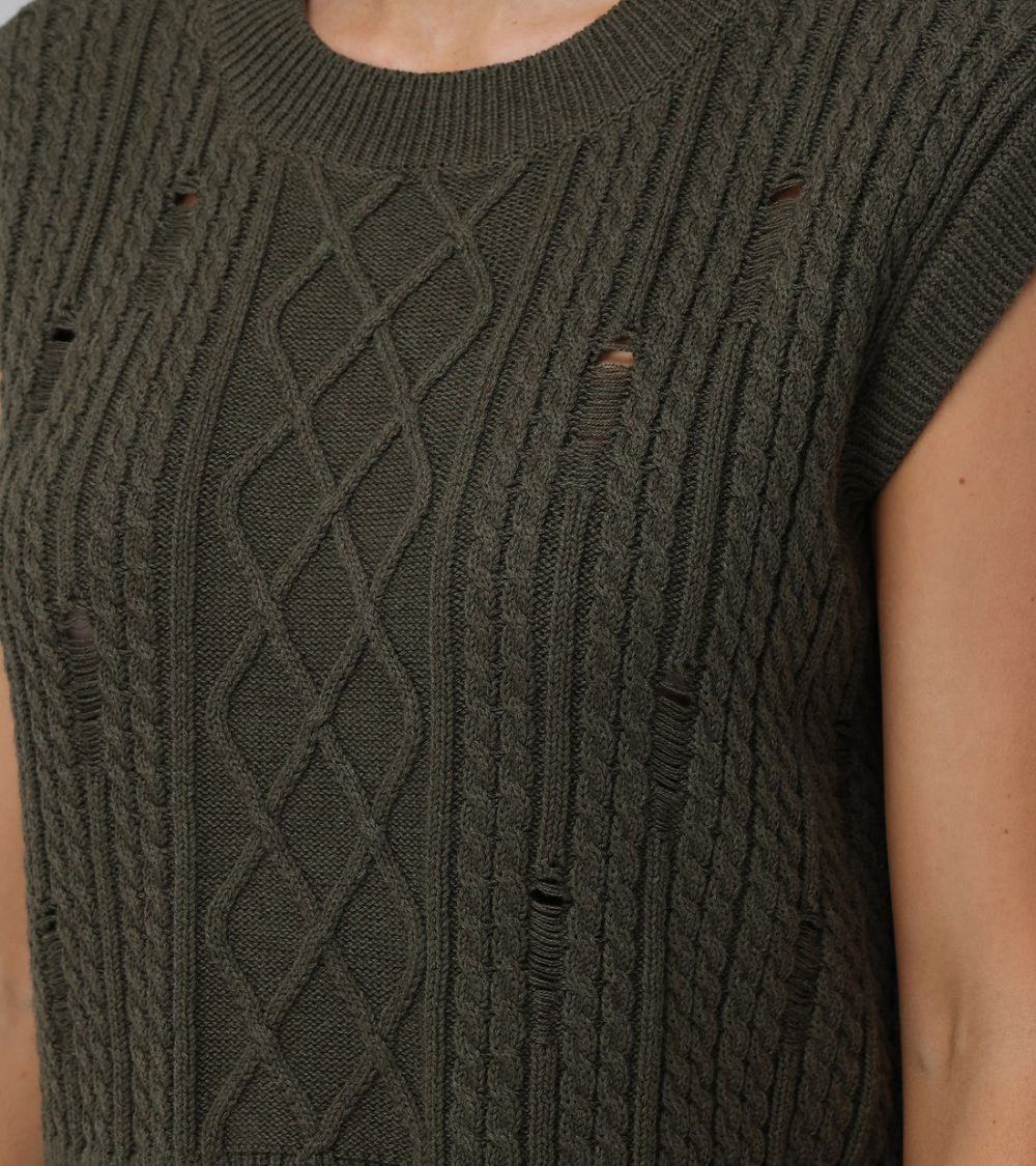 Women's Frye Distressed Cable Sweater Vest - Distressed Cable Sweater Vest