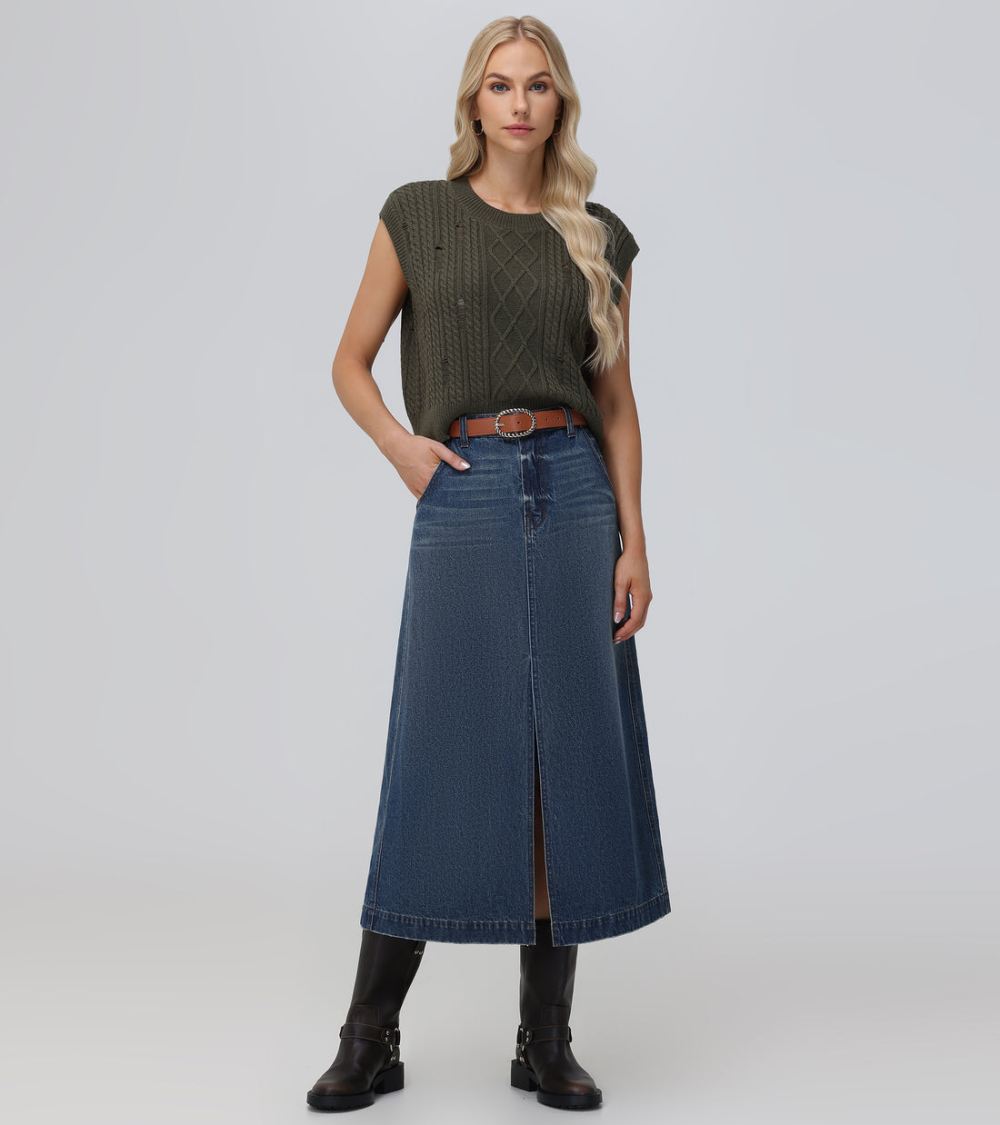 Women's Frye Distressed Cable Sweater Vest - Distressed Cable Sweater Vest