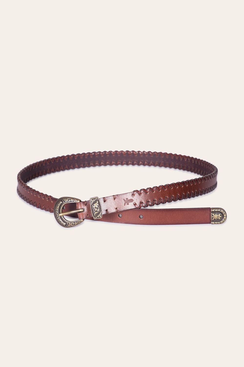 Women's Frye 20mm Belt With 3 Pc Buckle Set & Leather Laced Edge - 20mm Belt With 3 Pc Buckle Set & Leather Laced Edge