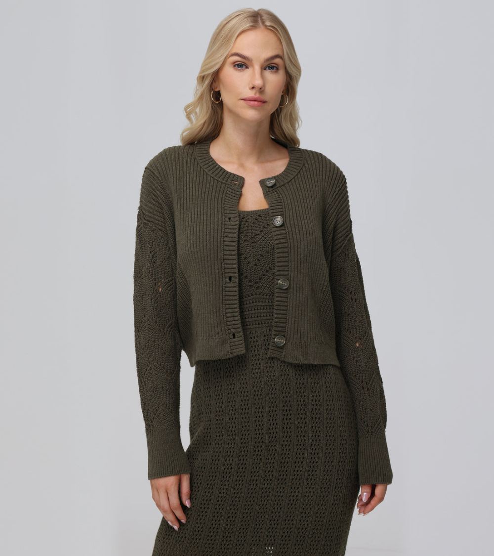 Women's Frye Mixed Stitch Button Front Cardigan - Mixed Stitch Button Front Cardigan