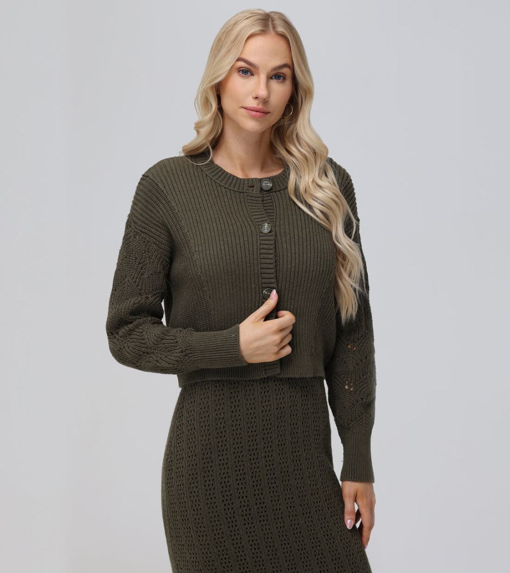 Women's Frye Mixed Stitch Button Front Cardigan - Mixed Stitch Button Front Cardigan