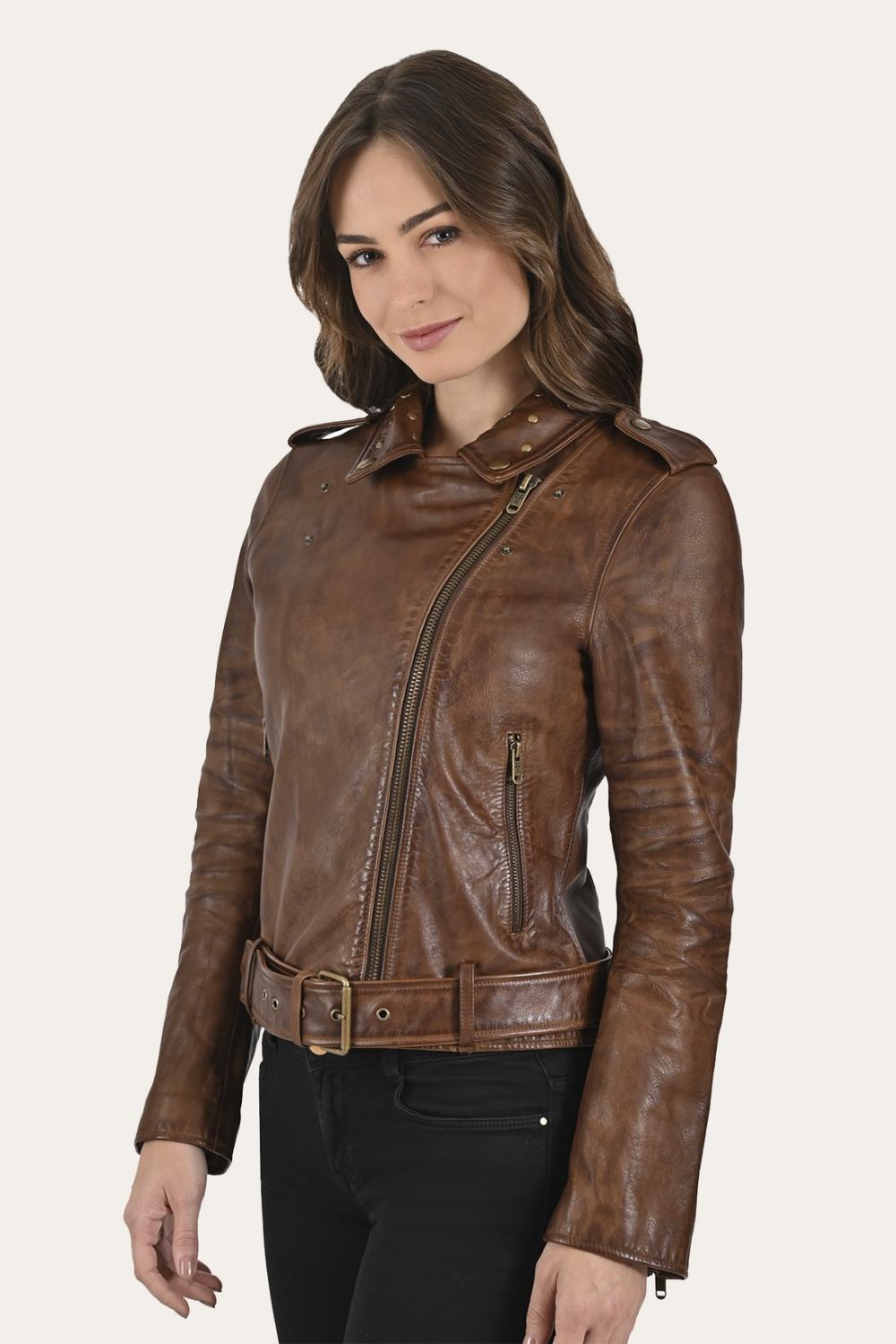 Women's Frye Original Biker Leather Jacket - Original Biker Leather Jacket