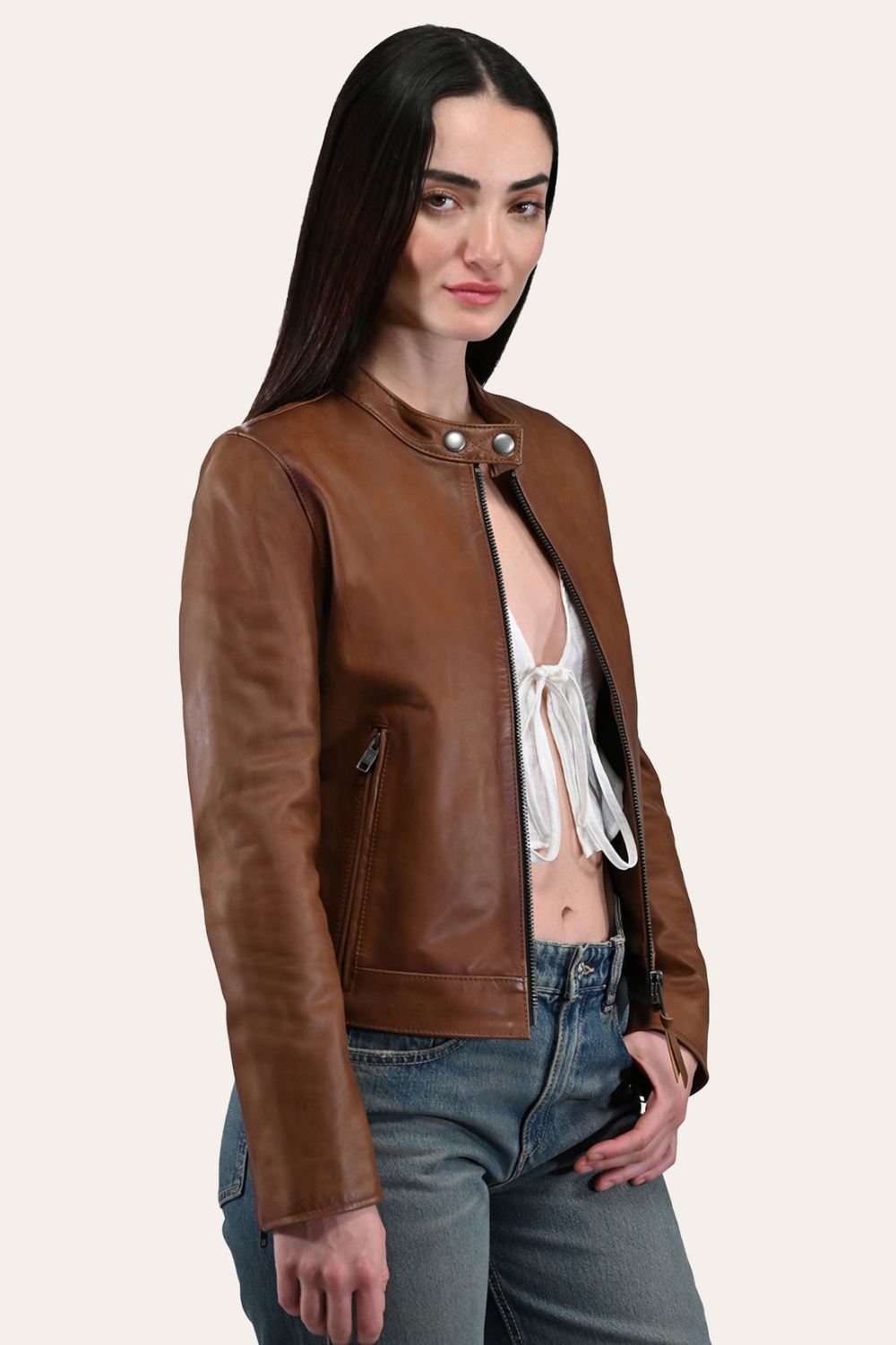 Women's Frye Tobacco Cafe Racer Jacket - Women's Frye Tobacco Cafe Racer Jacket