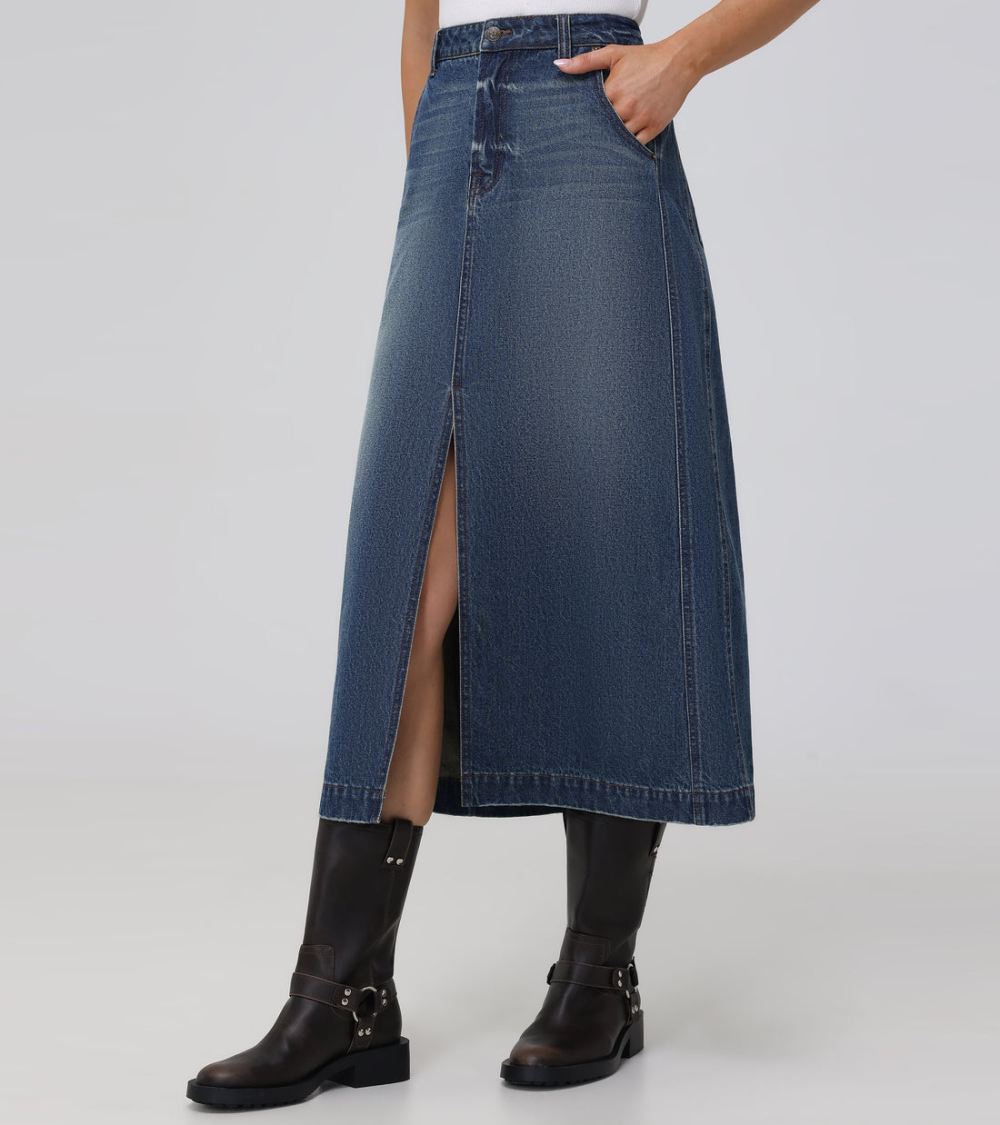 Women's Frye Seamed Denim Maxi Skirt - Seamed Denim Maxi Skirt
