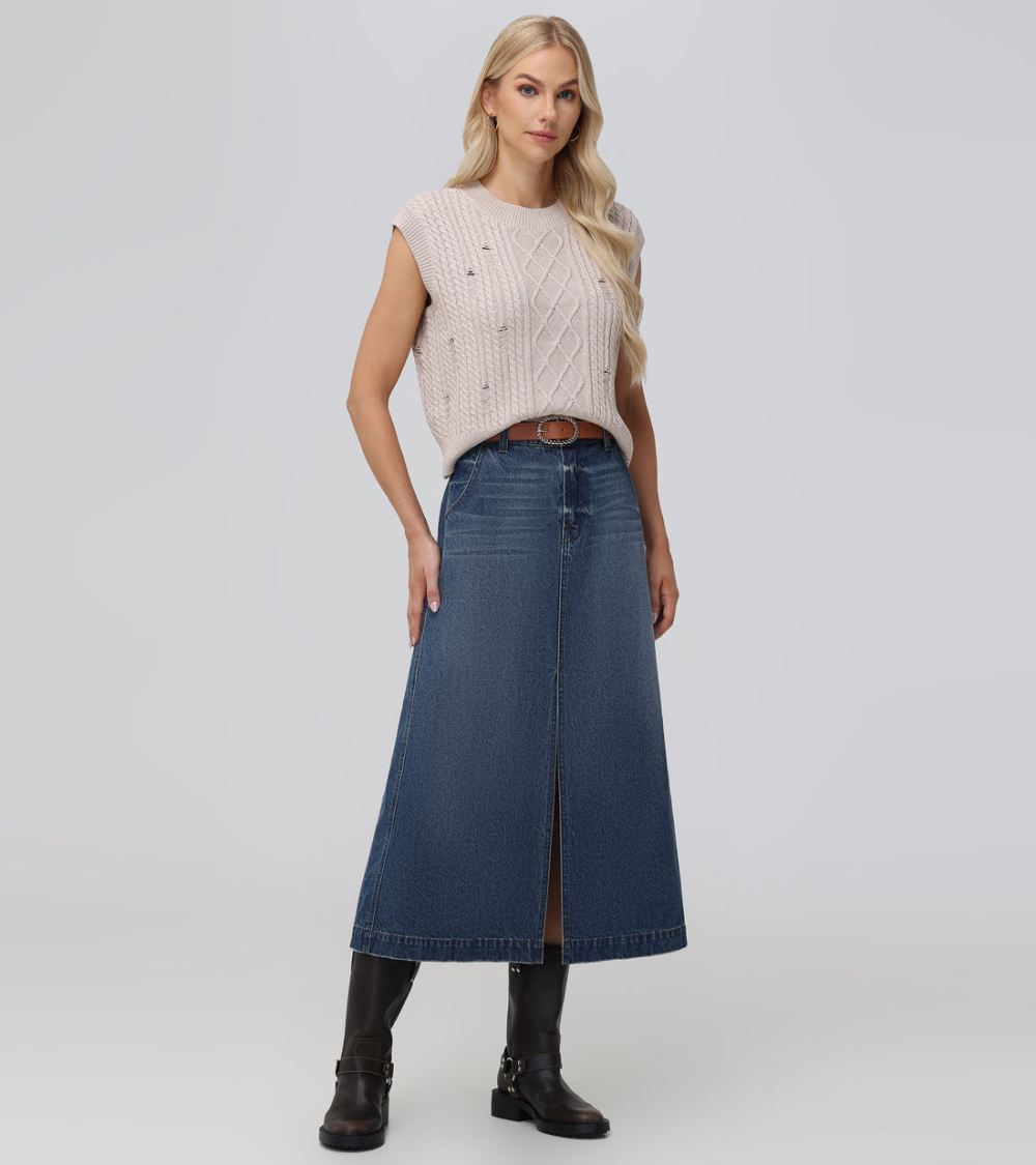 Women's Frye Seamed Denim Maxi Skirt - Seamed Denim Maxi Skirt