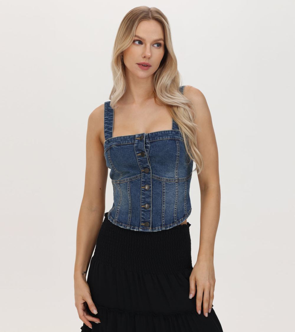 Women's Frye Denim Bustier - Denim Bustier