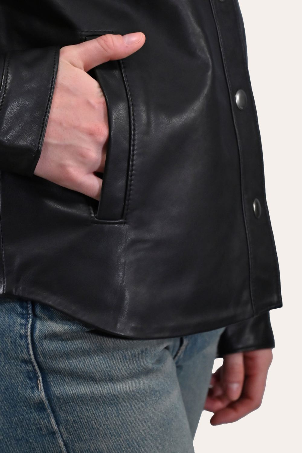Women's Frye Black Leather Shirt - Women's Frye Black Leather Shirt