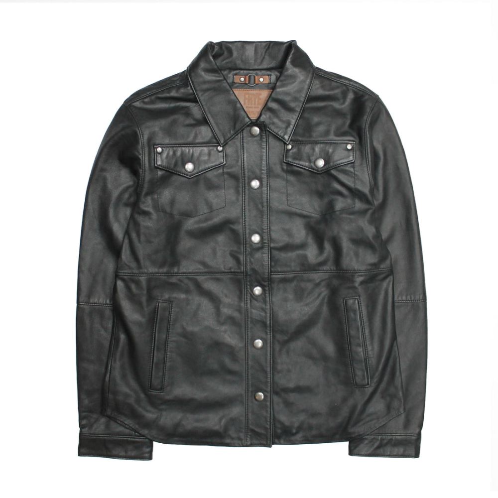 Women's Frye Black Leather Shirt - Women's Frye Black Leather Shirt
