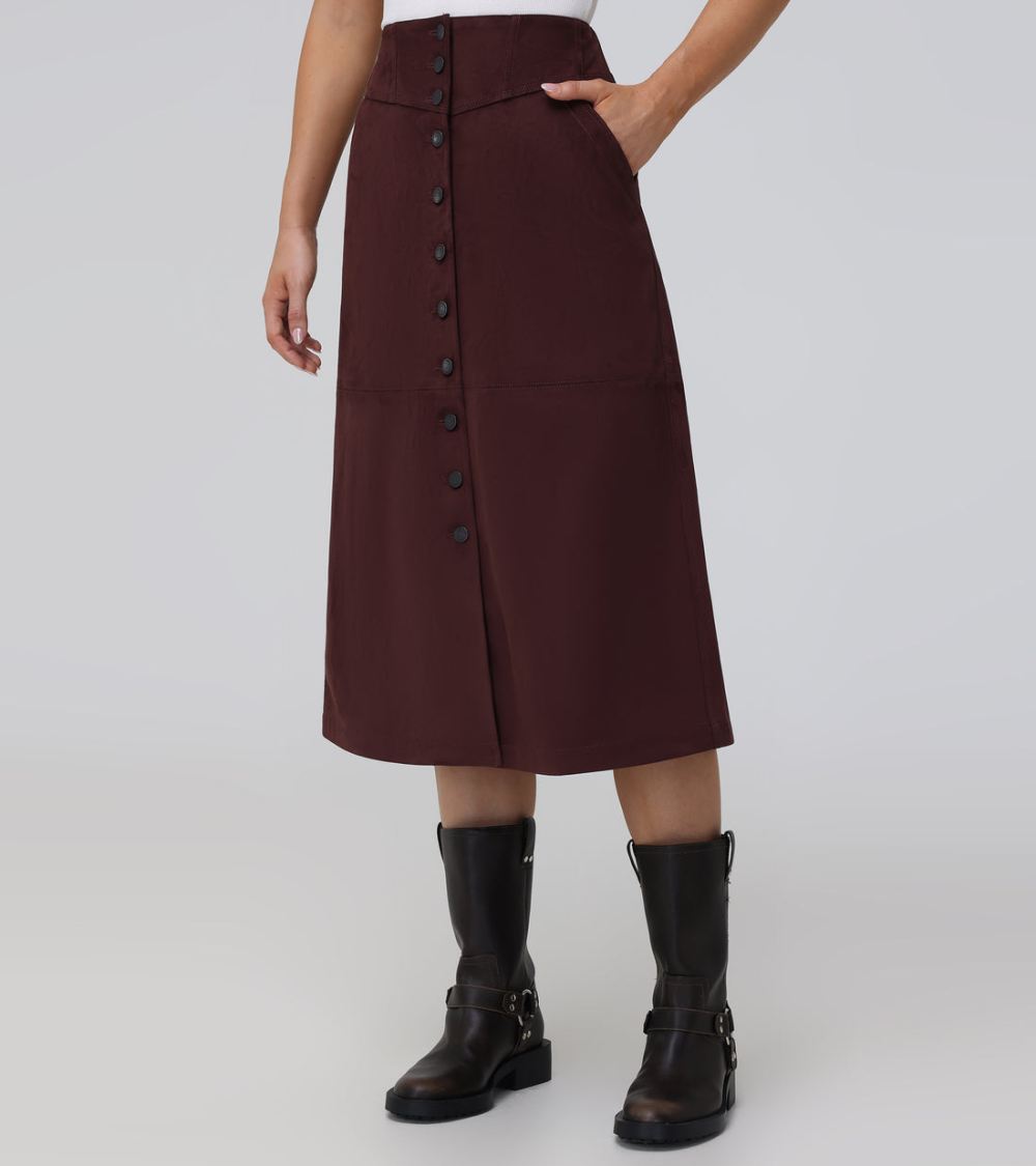 Women's Frye Faux Suede Studded Midi Skirt - Faux Suede Studded Midi Skirt