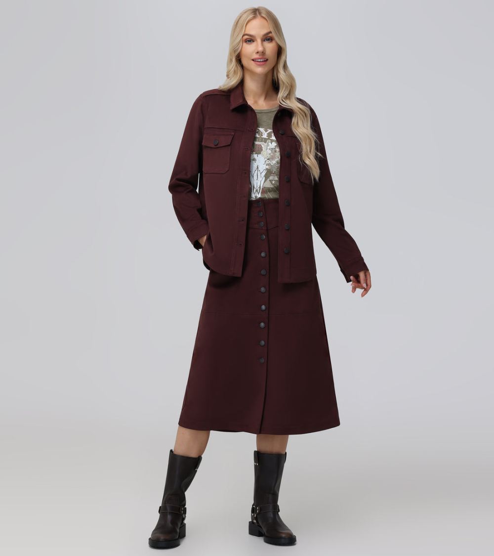Women's Frye Faux Suede Studded Midi Skirt - Faux Suede Studded Midi Skirt
